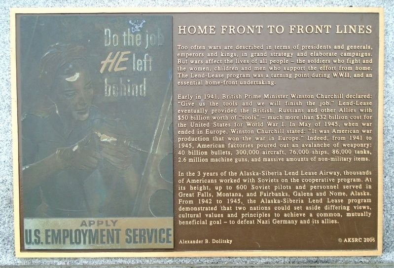 Home Front to Front Lines Marker image. Click for full size.