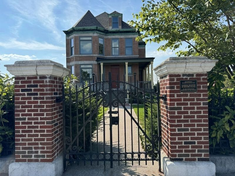 National Register marker mounted on the front entrance gate to the mansion. Click for full size. National Register marker mounted on the front entrance gate to the mansion image. Click for full size.