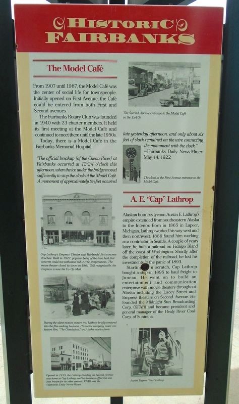 The Model Caf� / A. E. "Cap" Lathrop Marker image. Click for full size.