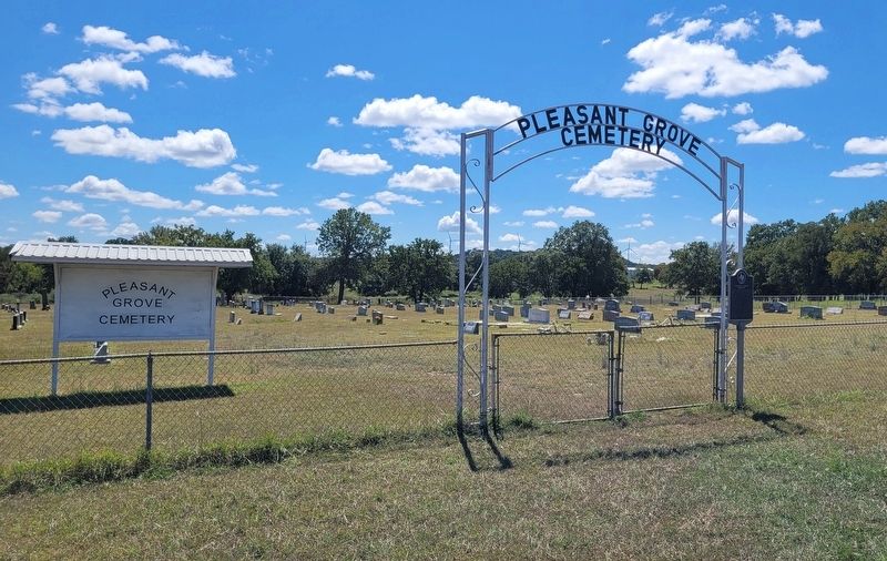 The view of the Pleasant Grove Cemetery and Marker from the parking area. Click for full size. The view of the Pleasant Grove Cemetery and Marker from the parking area image. Click for full size.
