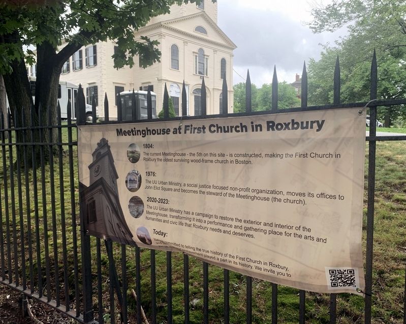 Meetinghouse at First Church in Roxbury Marker. Click for full size. Meetinghouse at First Church in Roxbury Marker image. Click for full size.