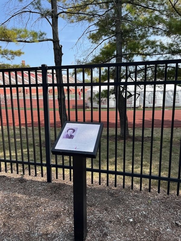 Mildred Rebstock, Ph.D Marker near Benedetti-Wehrli Stadium. Click for full size. Mildred Rebstock, Ph.D Marker near Benedetti-Wehrli Stadium image. Click for full size.