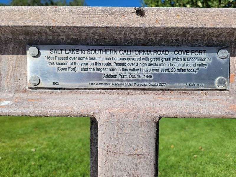 Salt Lake to Southern California Road - Cove Fort Marker. Click for full size. Salt Lake to Southern California Road - Cove Fort Marker image. Click for full size.