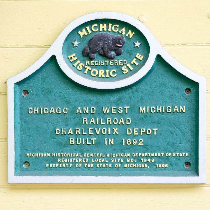 Chicago and Western Railroad Charlevoix Depot Marker image. Click for full size.