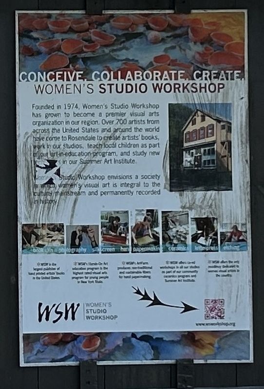 Binnewater Historic District/ Women's Studio Workshop Marker. Click for full size. Binnewater Historic District/ Women's Studio Workshop Marker image. Click for full size.