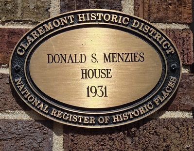 Donald S. Menzies House Marker. Click for full size. Donald S. Menzies House Marker image. Click for full size.