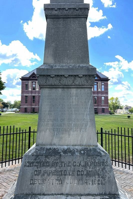 Pipestone County Soldiers Memorial Monument, North Side image. Click for full size.
