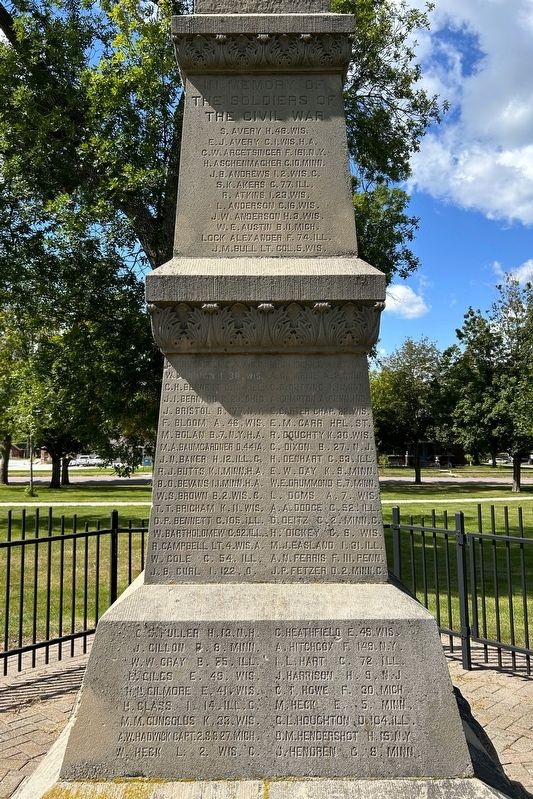 Pipestone County Soldiers Memorial Monument, East Side image. Click for full size.