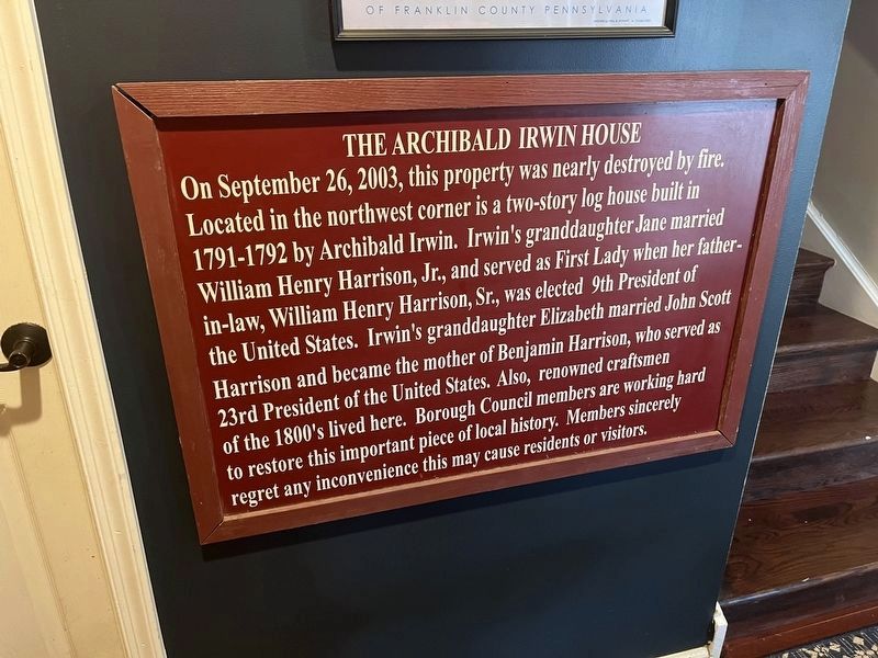 The Archibald Irwin House Marker. Click for full size. The Archibald Irwin House Marker image. Click for full size.
