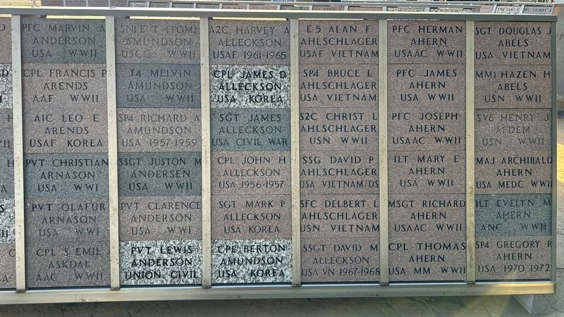 Minneota - Ghent - Taunton - Veteran's Memorial Section 1 Side 1 image. Click for full size.