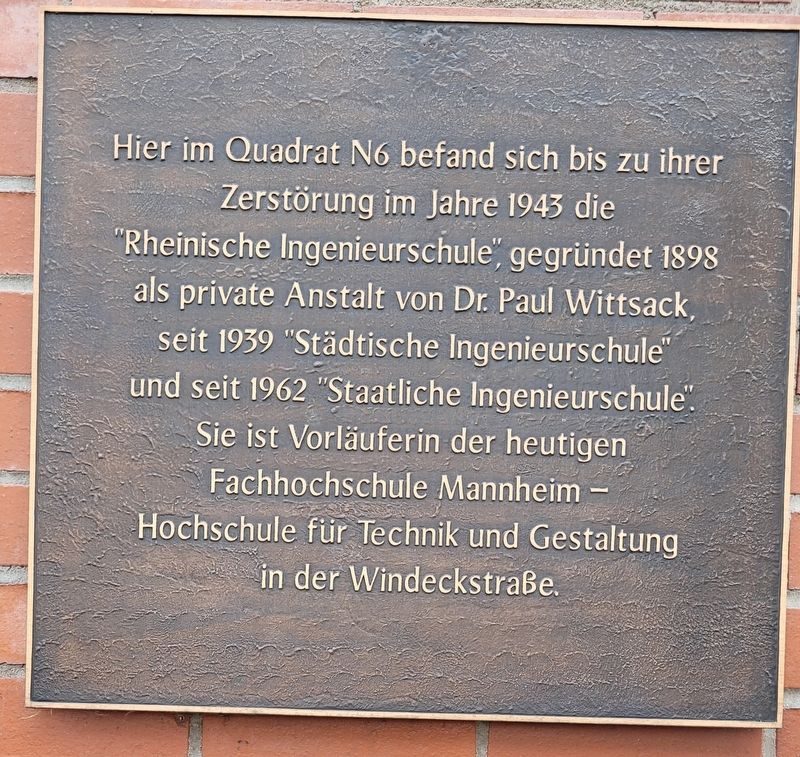 Rheinische Ingenieurschule / Rhineland Engineering School Marker image. Click for full size.