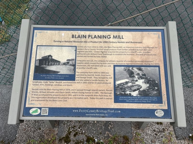 Blain Planing Mill Marker. Click for full size. Blain Planing Mill Marker image. Click for full size.