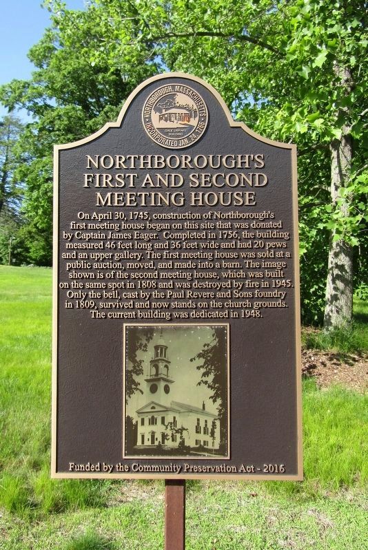Northborough's First and Second Meeting House Marker. Click for full size. Northborough's First and Second Meeting House Marker image. Click for full size.