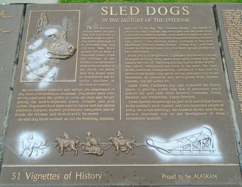 Sled Dogs in the History of the Interior Marker image. Click for full size.
