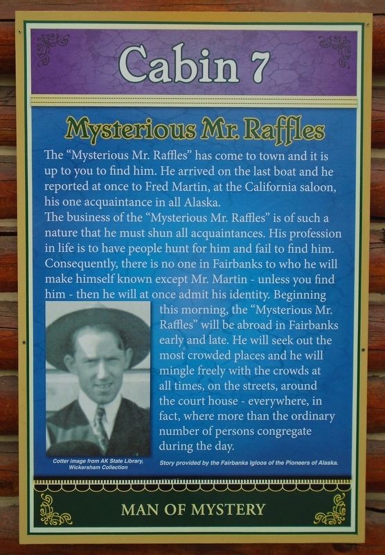 Mysterious Mr. Raffles Marker. Click for full size. Mysterious Mr. Raffles Marker image. Click for full size.