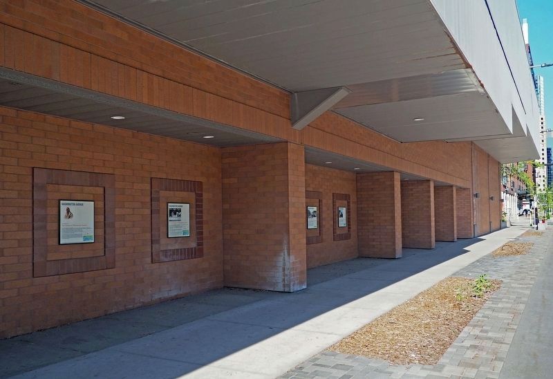 Marker (second from left) on the north side of the Gateway Parking Ramp image. Click for full size.