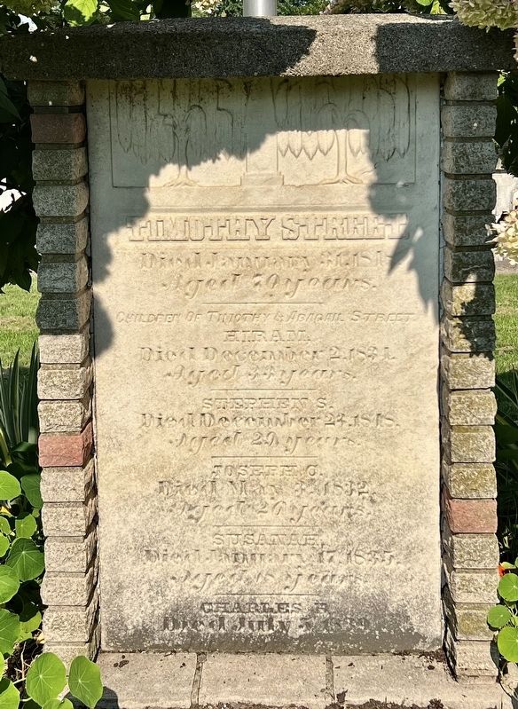 Timothy and Hiram Street�s gravestone image. Click for full size.