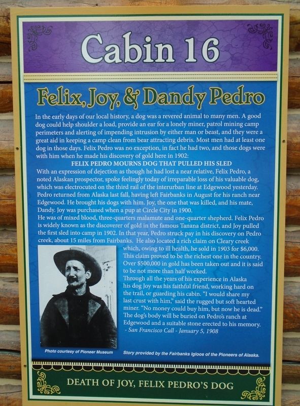 Felix, Joy, & Dandy Pedro Marker. Click for full size. Felix, Joy, & Dandy Pedro Marker image. Click for full size.