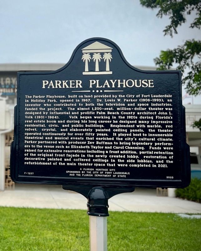 Parker Playhouse Marker image. Click for full size.