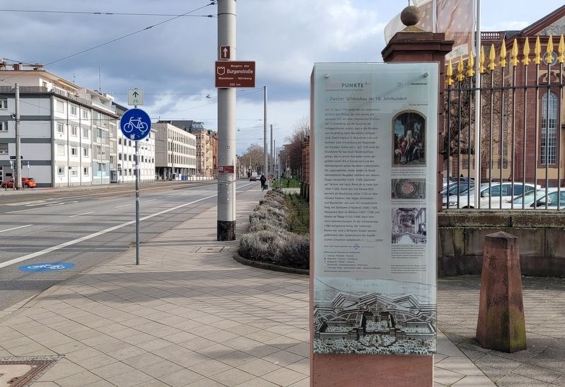 The view of the marker in front of the main entrance to the University of Mannheim. Click for full size. The view of the marker in front of the main entrance to the University of Mannheim image. Click for full size.