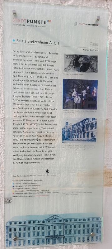 Palais Bretzenheim A 2, 1 / Bretzenheim Palace A 2, 1 Marker. Click for full size. Palais Bretzenheim A 2, 1 / Bretzenheim Palace A 2, 1 Marker image. Click for full size.