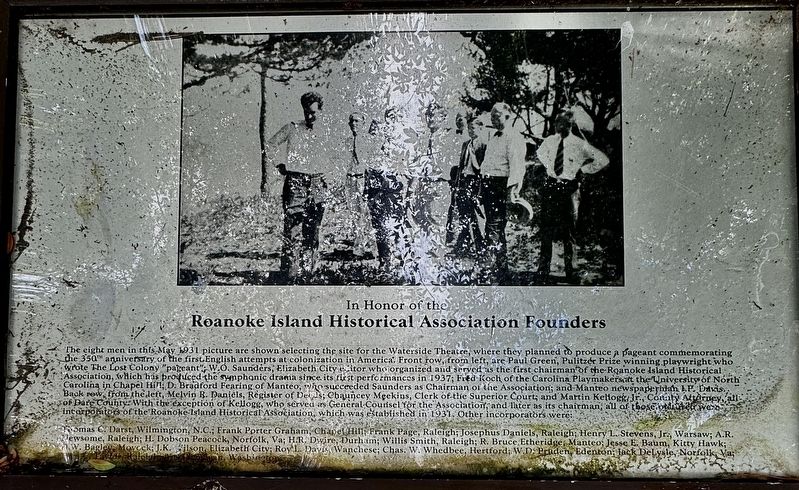 Roanoke Island Historical Association Marker. Click for full size. Roanoke Island Historical Association Marker image. Click for full size.