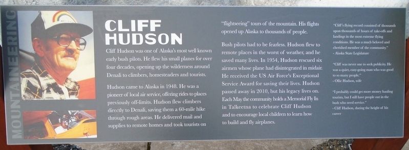 Cliff Hudson Marker. Click for full size. Cliff Hudson Marker image. Click for full size.