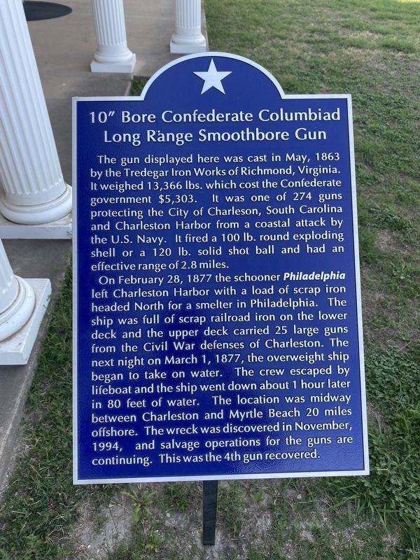 10" Bore Confederate Columbiad Long Range Smoothbore Gun Marker. Click for full size. 10" Bore Confederate Columbiad Long Range Smoothbore Gun Marker image. Click for full size.