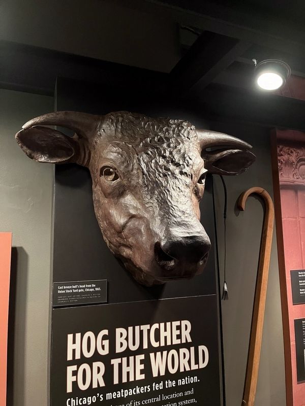 Cast bronze bulls head from Union Stock Yard Gate. Click for full size. Cast bronze bulls head from Union Stock Yard Gate image. Click for full size.