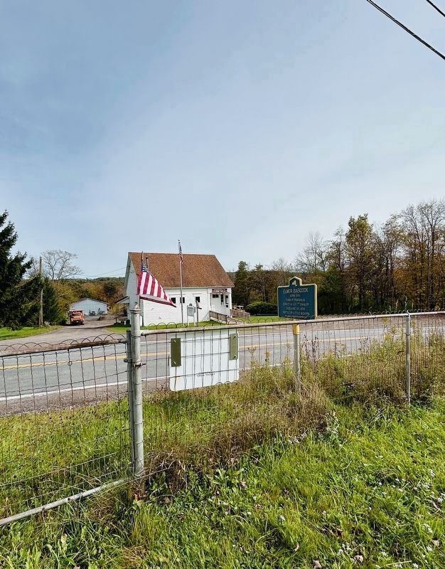 Elmer Babcock Marker <br>and Pharsalia Town Hall image. Click for full size.