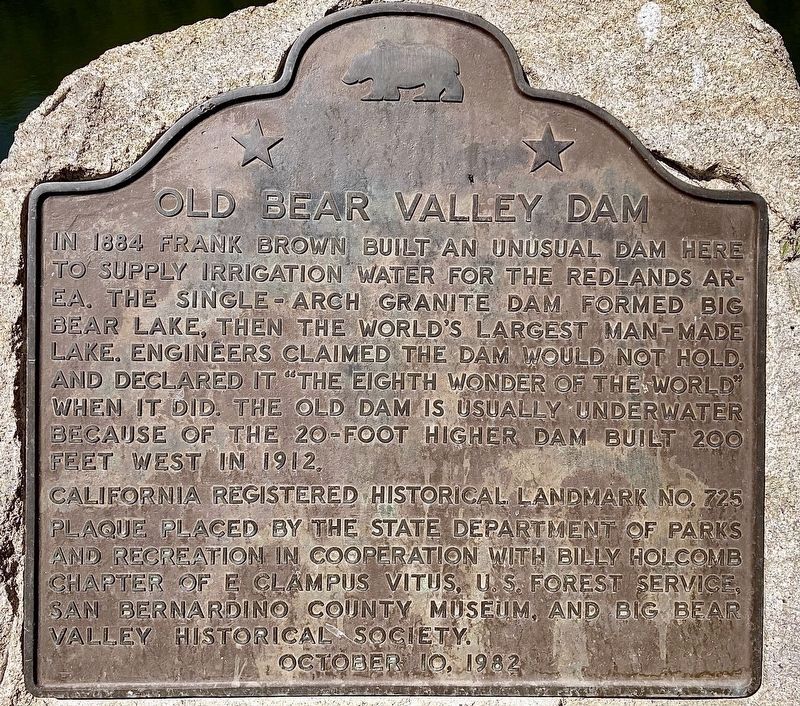 Old Bear Valley Dam Marker image. Click for full size.