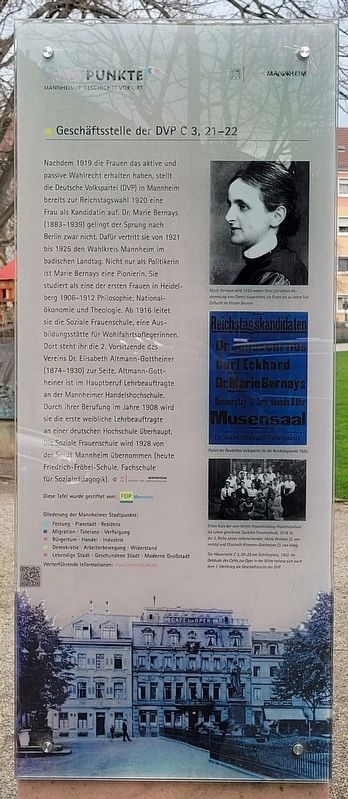 Geschäftsstelle der DVP C 3, 21-22 / Office of German People's Party C 3, 21-22 Marker. Click for full size. Geschäftsstelle der DVP C 3, 21-22 / Office of German People's Party C 3, 21-22 Marker image. Click for full size.