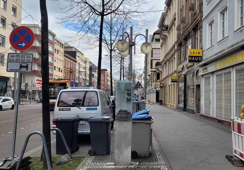 The view of the marker along the street. Click for full size. The view of the marker along the street image. Click for full size.