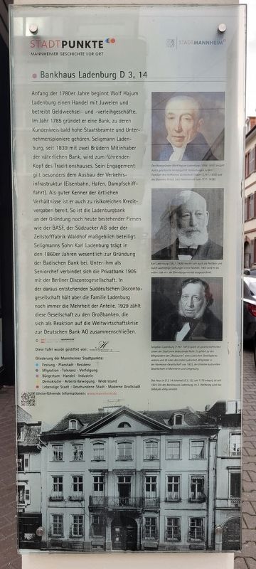 Bankhaus Ladenburg D 3, 14 / Ladenburg Bank D 3, 14 Marker image. Click for full size.