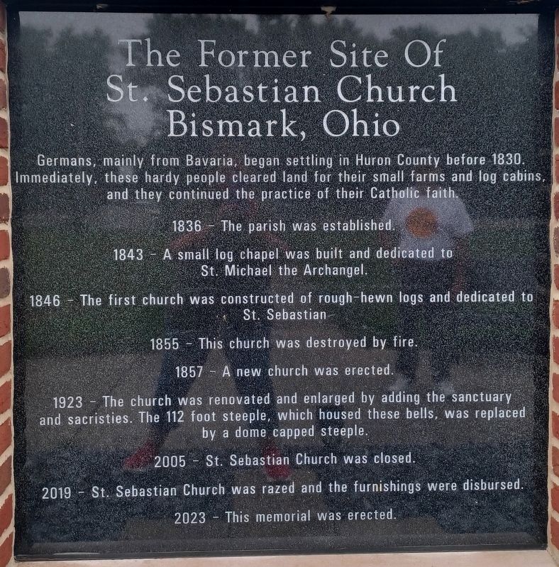 The Former Site of St. Sebastion Church Marker. Click for full size. The Former Site of St. Sebastion Church Marker image. Click for full size.