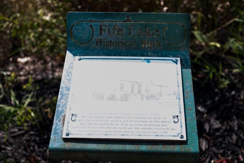Grand Rapids & Indiana Railroad Depot Marker. Click for full size. Grand Rapids & Indiana Railroad Depot Marker image. Click for full size.