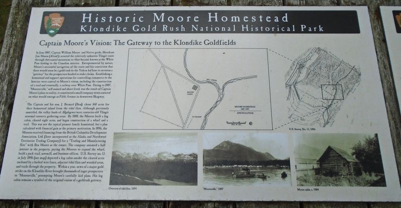 Captain Moore's Vision: The Gateway to the Klondike Goldfields Marker. Click for full size. Captain Moore's Vision: The Gateway to the Klondike Goldfields Marker image. Click for full size.