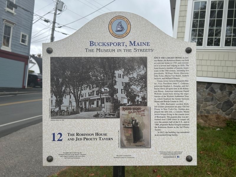 The Robinson House and Jed Prouty Tavern Marker. Click for full size. The Robinson House and Jed Prouty Tavern Marker image. Click for full size.