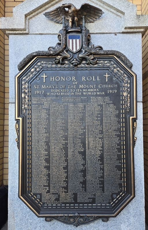 St. Mary's of the Mount Church Honor Roll Marker. Click for full size. St. Mary's of the Mount Church Honor Roll Marker image. Click for full size.
