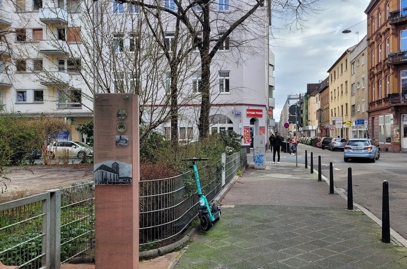 The marker is located along the street. Click for full size. The marker is located along the street image. Click for full size.