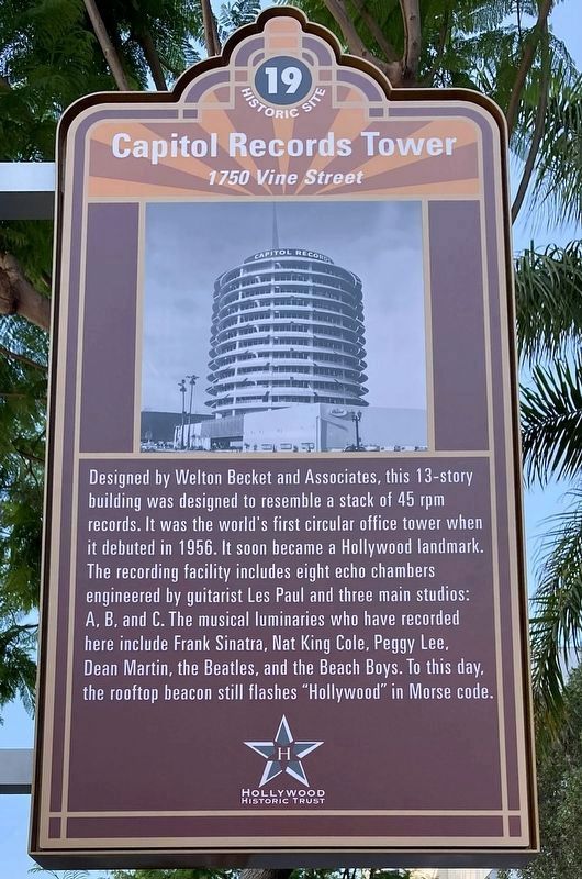 Capitol Records Tower Marker. Click for full size. Capitol Records Tower Marker image. Click for full size.