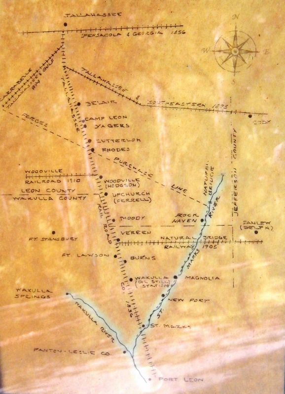 Marker detail: Tallahassee � St. Marks Railroad Map image. Click for full size.