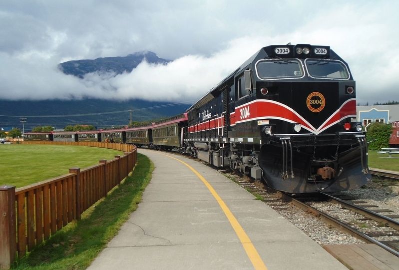 White Pass & Yukon Route Excursion Ready for Departure from Skagway. Click for full size. White Pass & Yukon Route Excursion Ready for Departure from Skagway image. Click for full size.