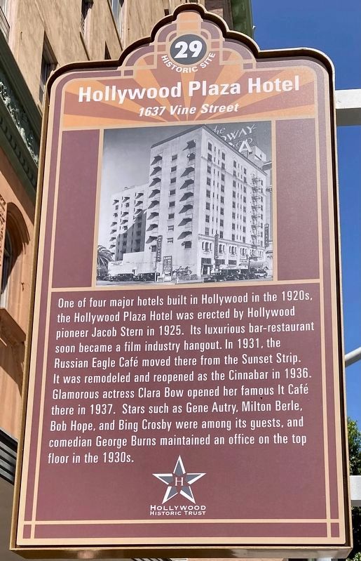 Hollywood Plaza Hotel Marker image. Click for full size.