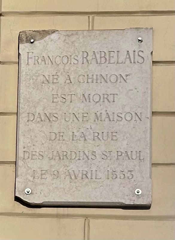 François Rabelais Marker. Click for full size. François Rabelais Marker image. Click for full size.