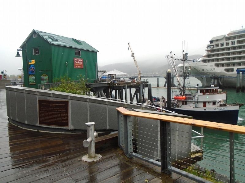 Alaska Commercial Fishermen's Memorial in Juneau and Marker. Click for full size. Alaska Commercial Fishermen's Memorial in Juneau and Marker image. Click for full size.