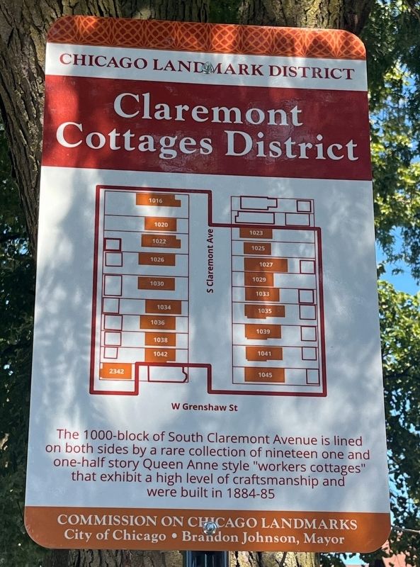 Claremont Cottages District Marker. Click for full size. Claremont Cottages District Marker image. Click for full size.
