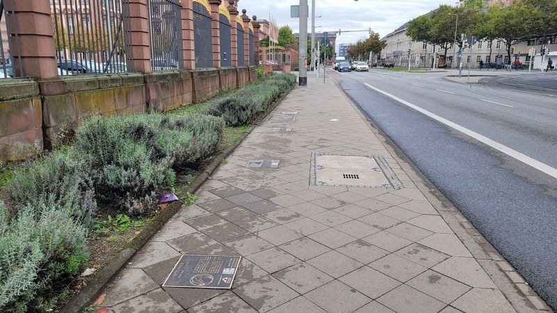 The view of the Otto Feick Marker along the sidewalk. Click for full size. The view of the Otto Feick Marker along the sidewalk image. Click for full size.