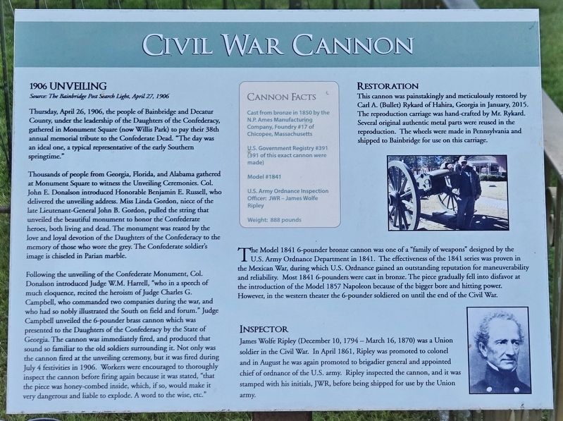 Civil War Cannon Marker image. Click for full size.