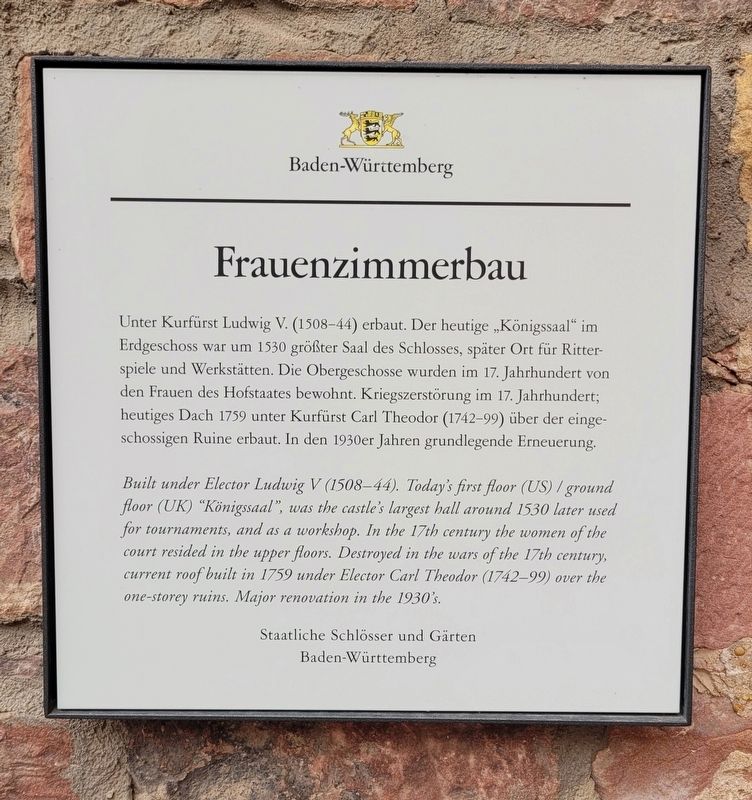 Frauenzimmerbau / Women's Room Building Marker. Click for full size. Frauenzimmerbau / Women's Room Building Marker image. Click for full size.